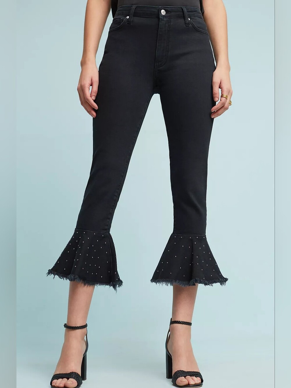 Anthropologie Pilcro Embellished High-Rise Slim Flounced Jeans Size 30